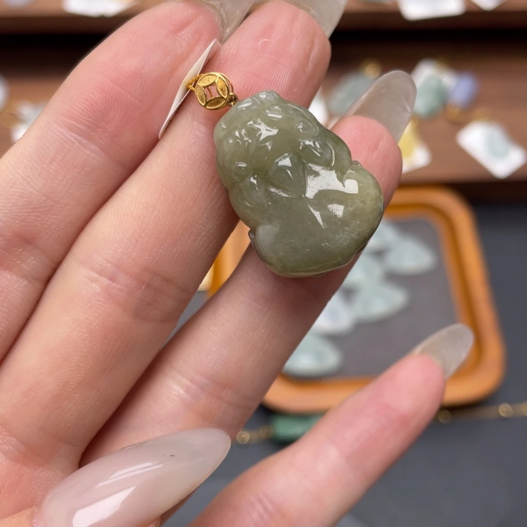 翡翠18K金镶嵌吊坠(不含链)