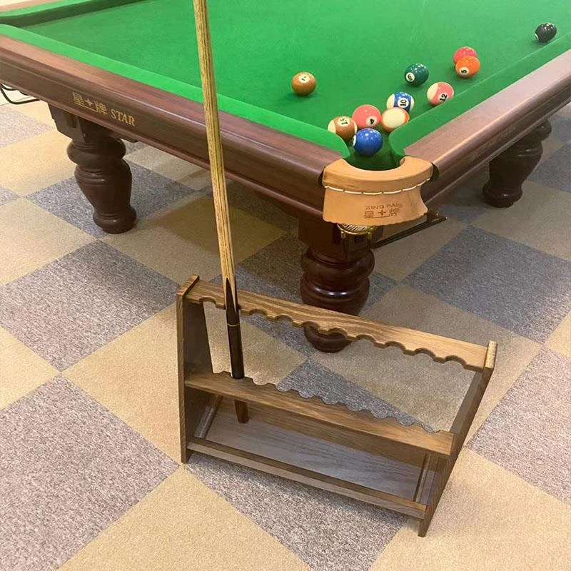 台球球杆放置架多孔落地立式收纳架台球杆架展示架挂壁式实木架子