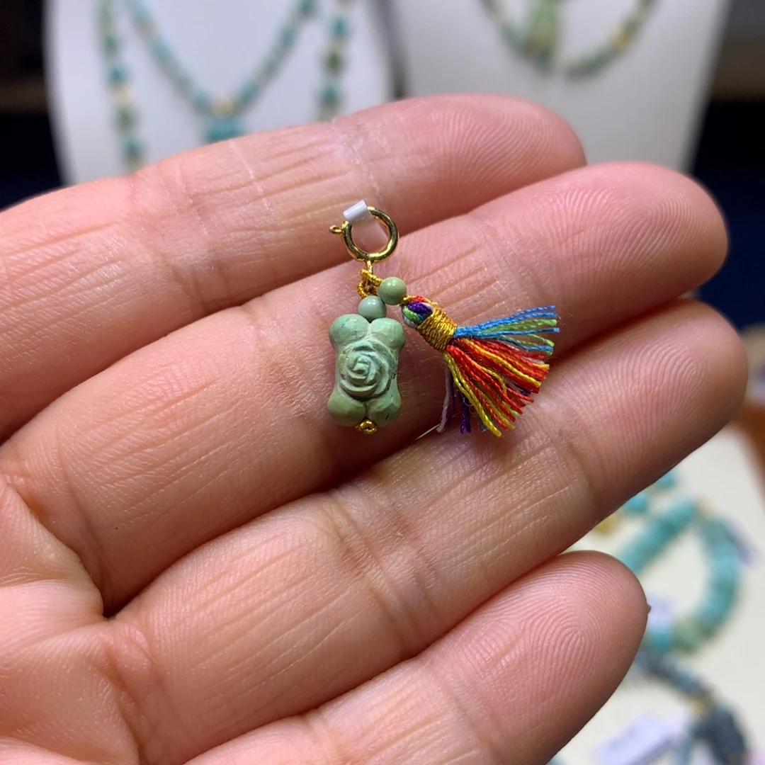 绿松石银S925镀金镶嵌挂件