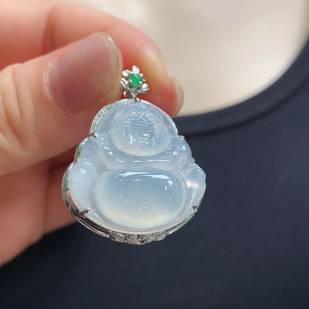 翡翠18K金镶嵌颈饰佛公