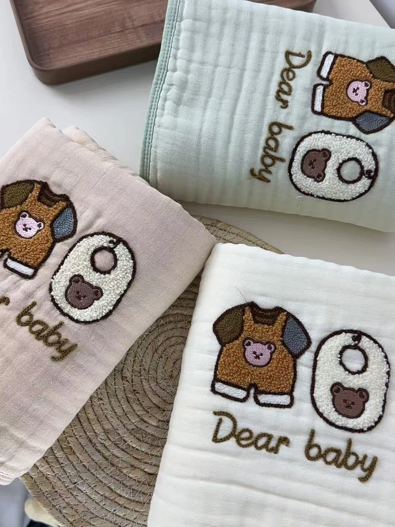 婴儿六层竹棉纱布浴巾夏季新生儿洗澡吸水柔软包裹盖毯