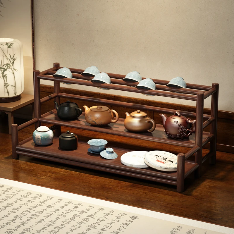桌面茶具茶架子置物架茶杯新中式博古架茶柜茶桌收纳紫砂壶摆放架