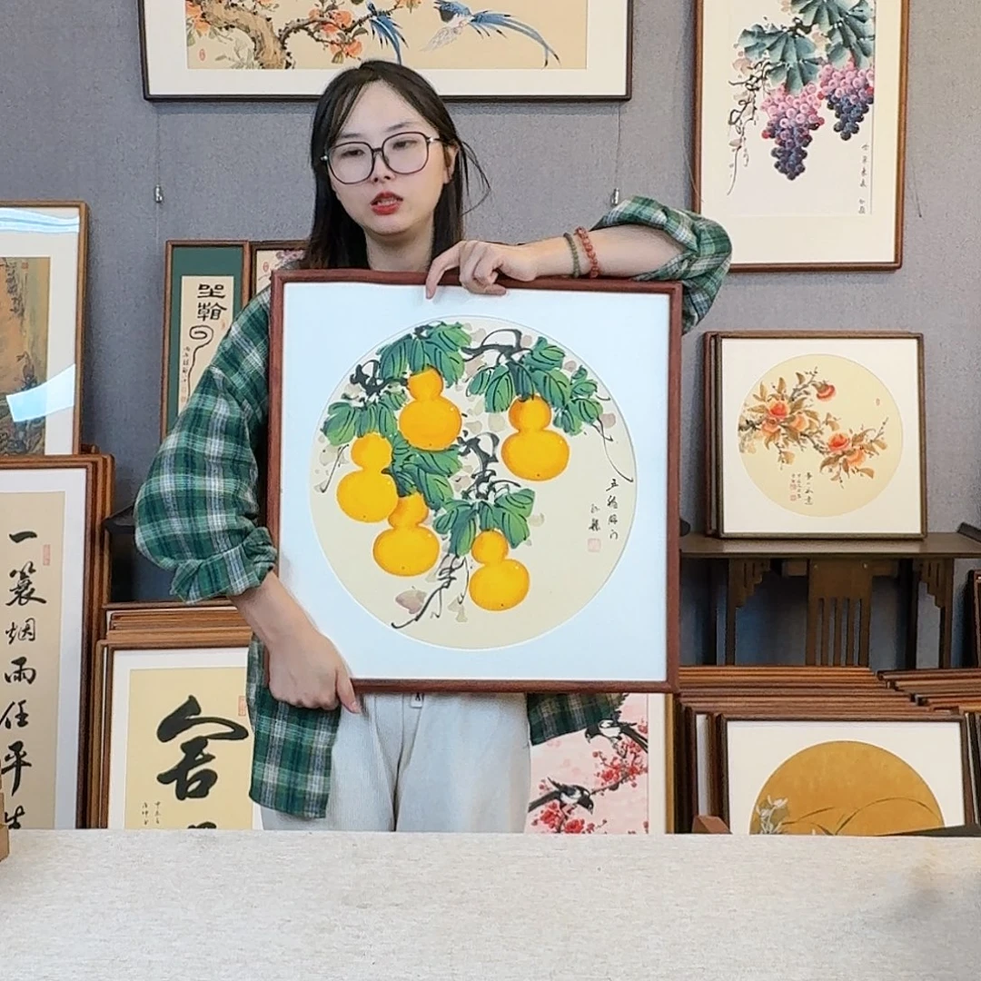 书法纯手绘，纯手写带框尺寸：53×53厘米