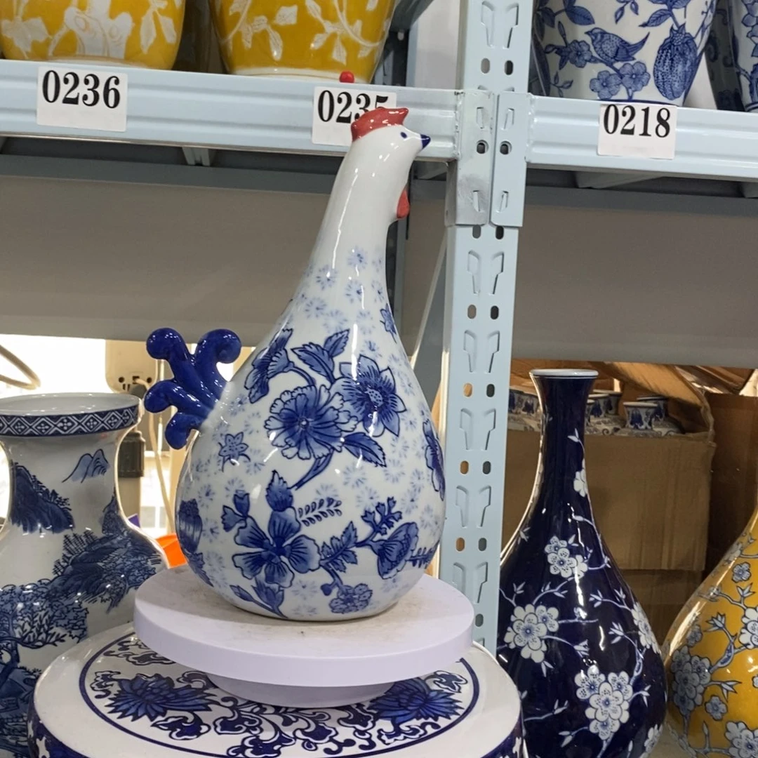 瓶公鸡摆件花瓶摆件