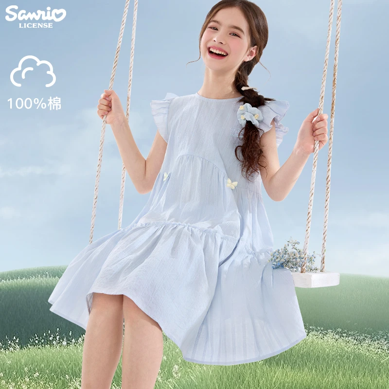 玉桂狗女童连衣裙夏季纯棉儿童裙子2025新款中大童洋气公主裙薄款