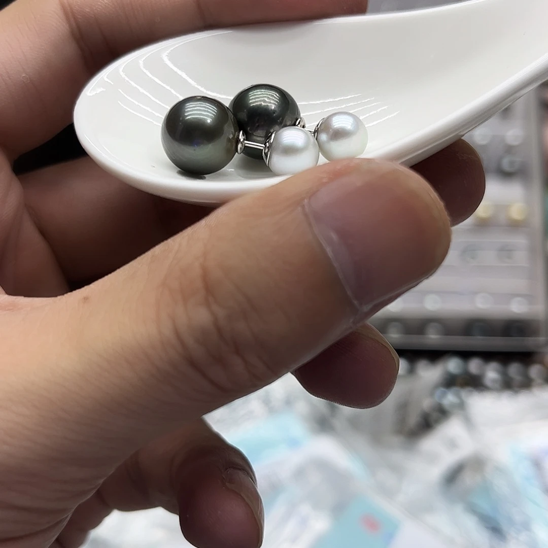 银S925镶嵌耳饰海水珍珠