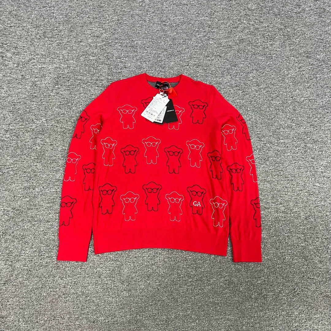 99新 GIORGIO ARMANI/阿玛尼 红色 小熊 针织 上衣 38码