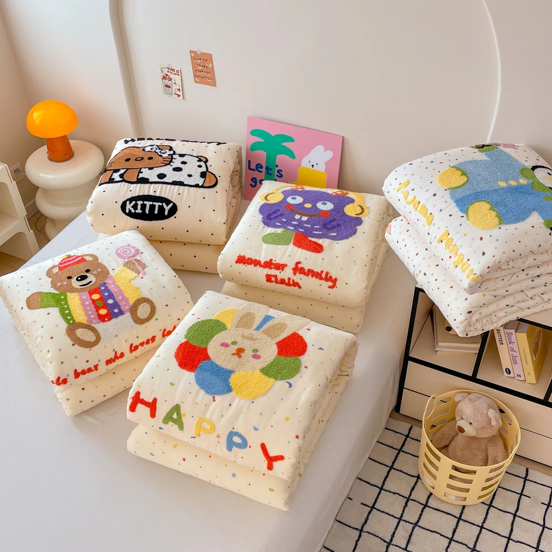 BoBo系列-双层纱毛巾绒刺绣春秋被加冬被55%大豆