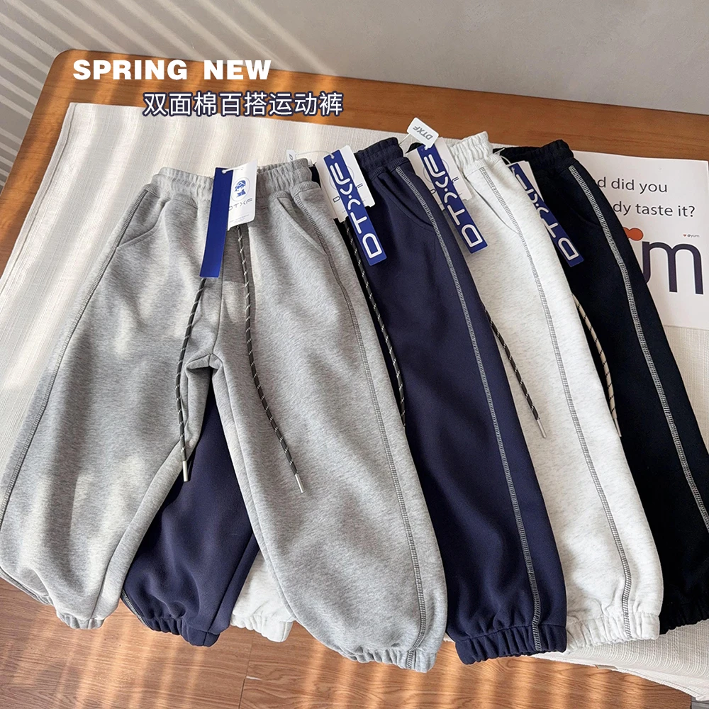 儿童简约百搭款运动裤宽松卫裤中大童洋气裤子潮25094