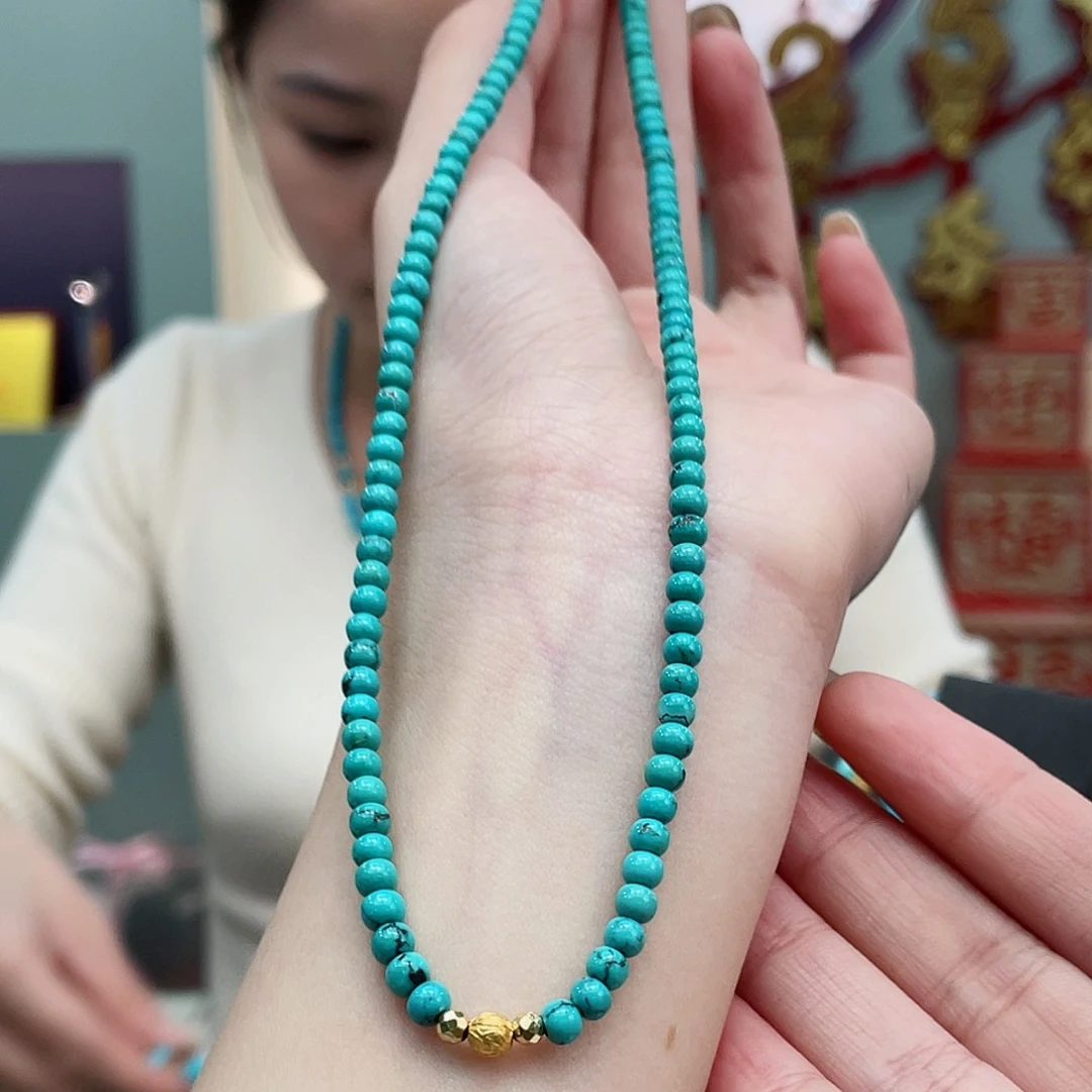 绿松石颈饰18K金镶嵌