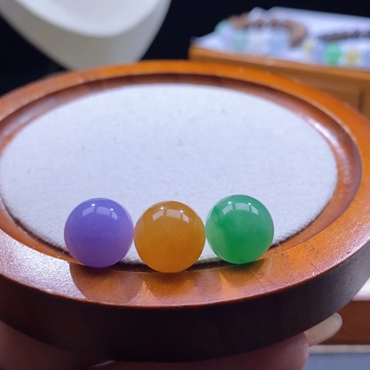 吊坠(不含链)未镶嵌翡翠翡翠三彩色珠