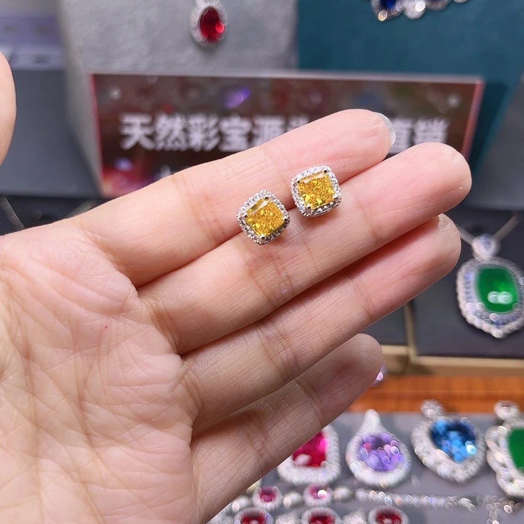 耳饰蓝宝石银S925镶嵌c 175