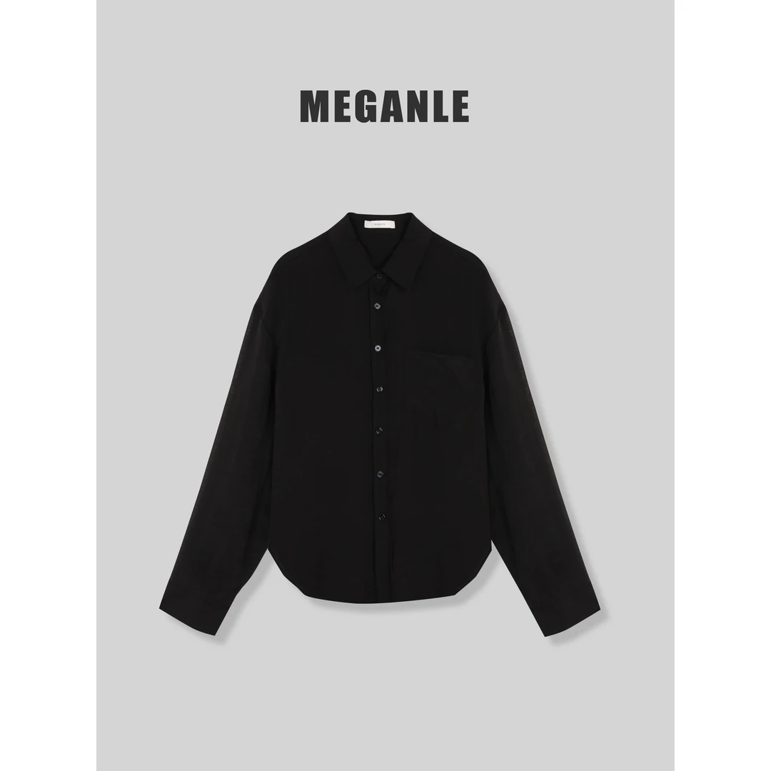 【向野】MEGANLE   慵懒宽松微透休闲长袖衬衫2024201