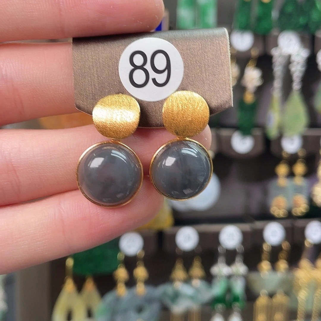 羙***孞和田玉银S925镶嵌耳饰076》f