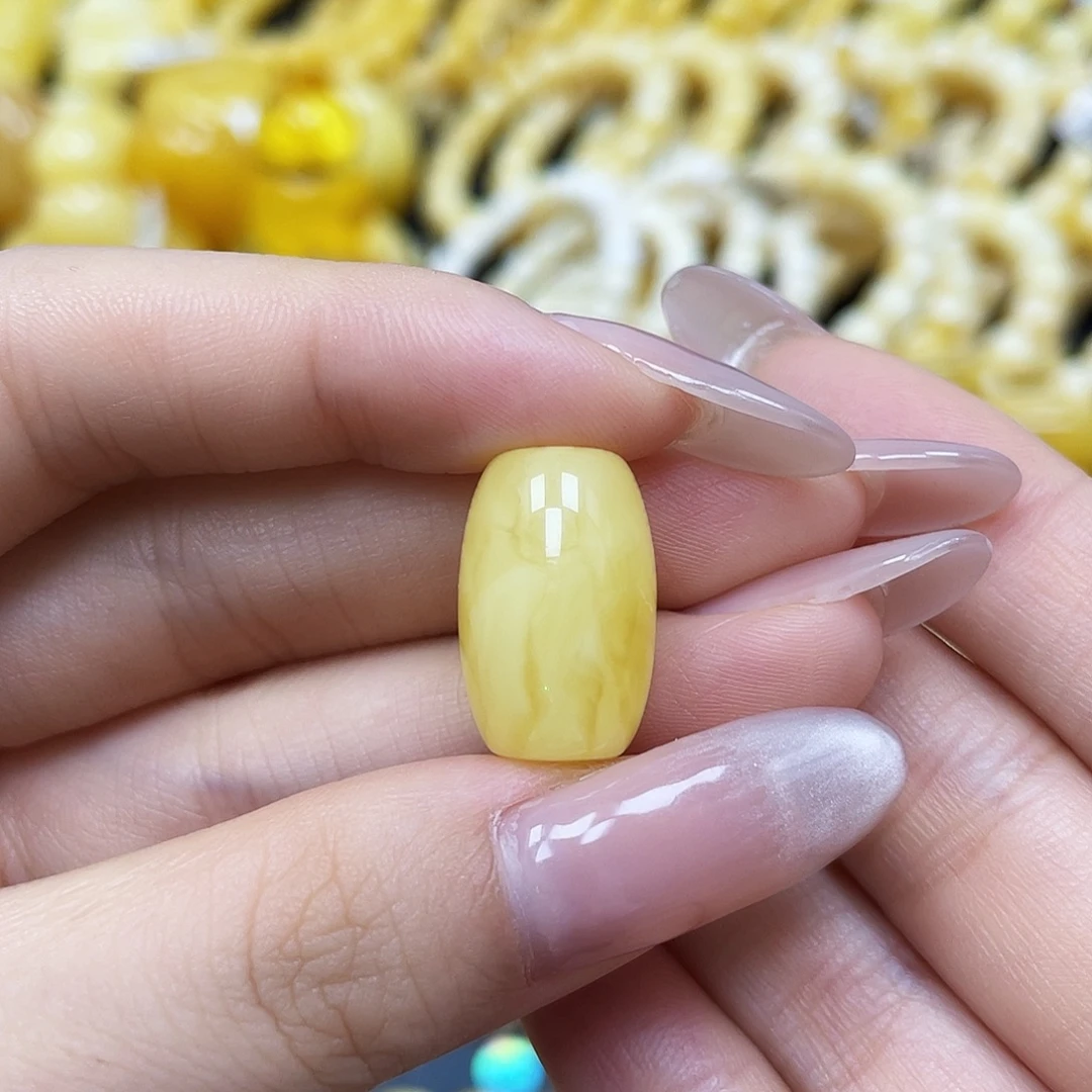 蜜蜡未镶嵌裸石桶珠12.2✖️19mm皮线