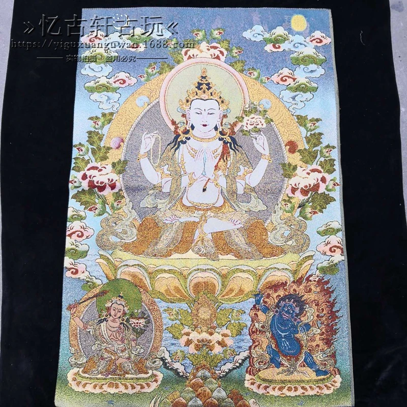 古玩织锦画挂画苏绣刺绣画画唐卡人物画像收藏