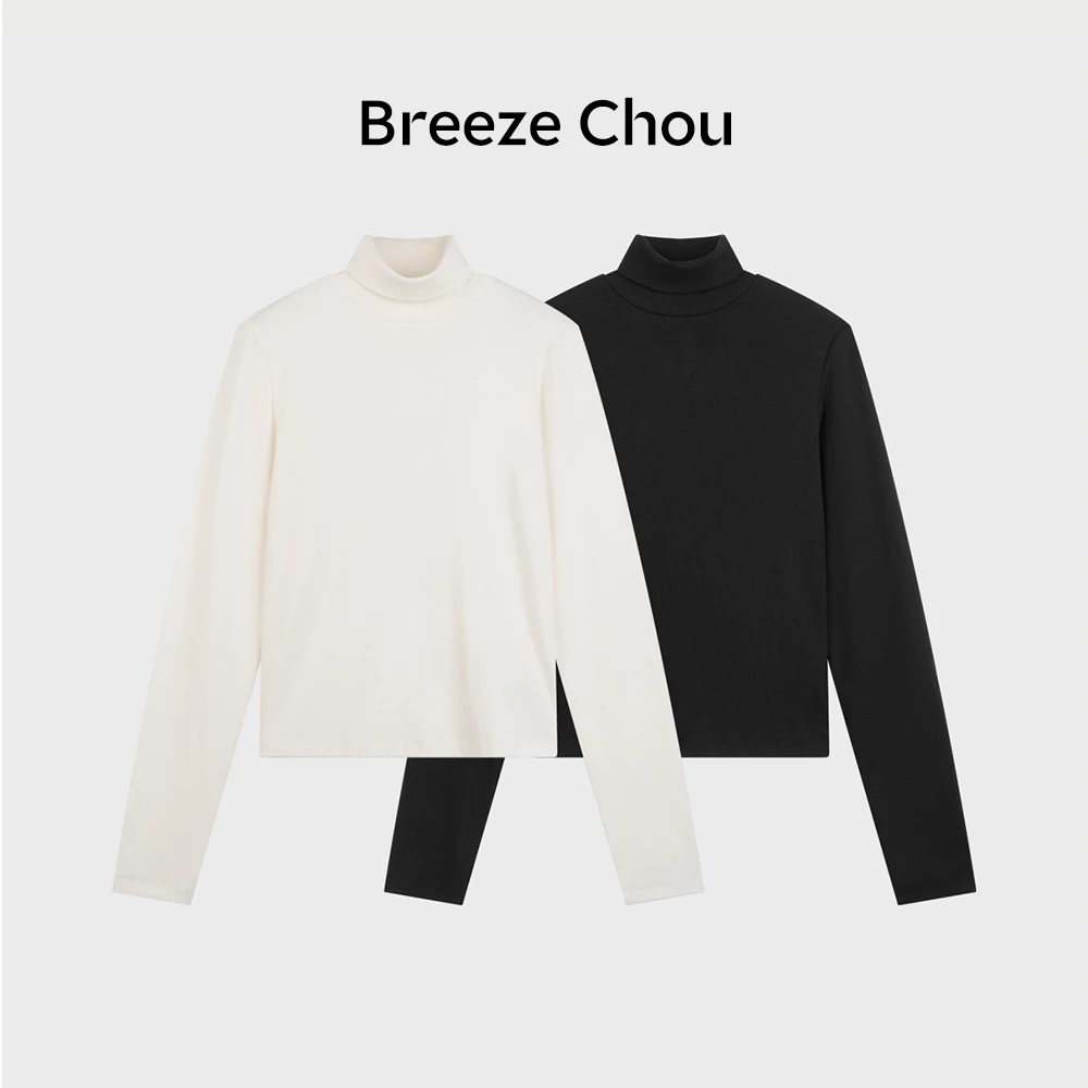 Breeze Chou天丝羊毛秋冬高领长袖针织打底气质简约风套头