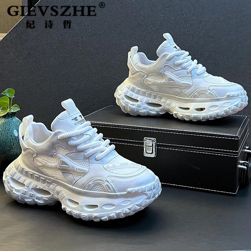 纪诗哲复古风做旧老爹鞋脏脏小白鞋夏季透气网面运动休闲做旧透气