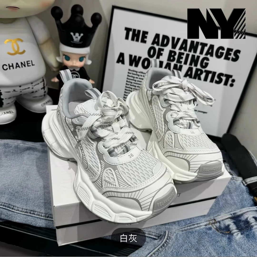 NY欧洲站老爹鞋女2025秋季新款超轻软底网透气休闲厚底增高运动鞋