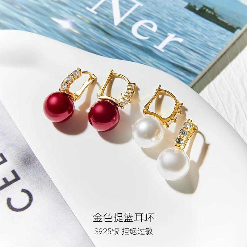 RUBY•LU 925银耳饰 金色提篮耳饰女轻奢高级感新款气质耳扣耳坠