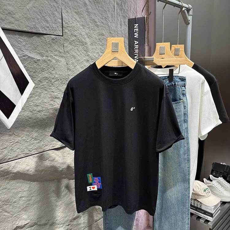 面料柔软超亲肤！细腻舒爽！精工刺绣男士圆领短袖T恤21249