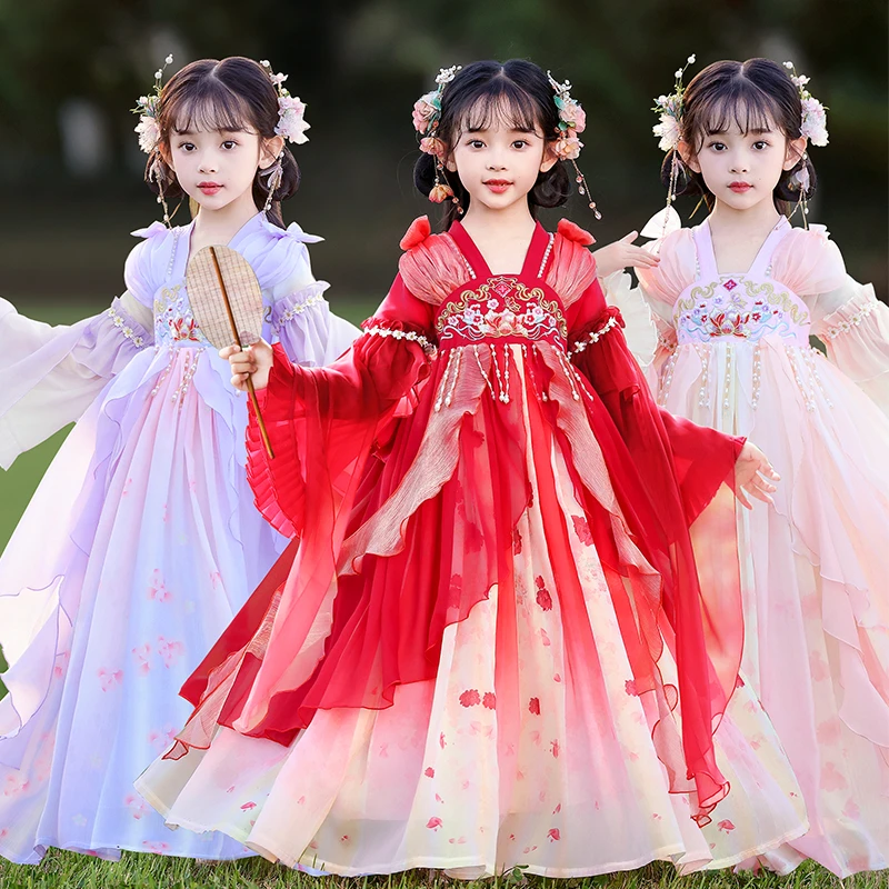 女童汉服夏季儿童古风超仙飘逸国风襦裙女孩古装表演服hls8803