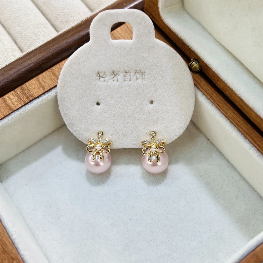 铜合金仿珍珠耳饰 ES-239新款镂空蝴蝶结珍珠时尚气质优雅耳饰