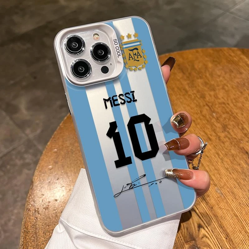 适用个性苹果16高级感球王梅西阿根廷球衣iphone15ProMax男手机壳