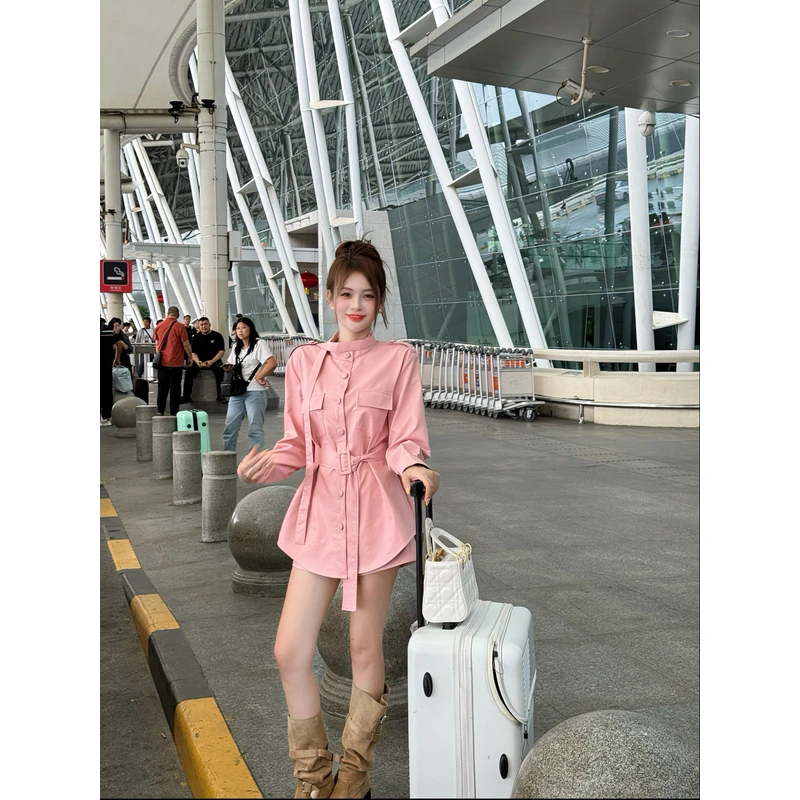 【十一家】法式轻熟风气质简约皮衣外套女新款+皮短裤套装S11920