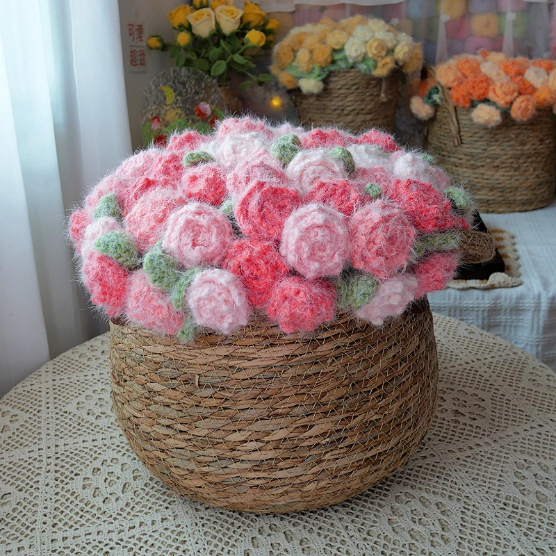 一米玫瑰篮北欧简约藤草编花盆编织花篮落地大花盆套