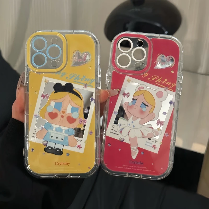 芭蕾哭娃适用苹果17pro手机壳16promax镜面华为p80奶油oppo小米15