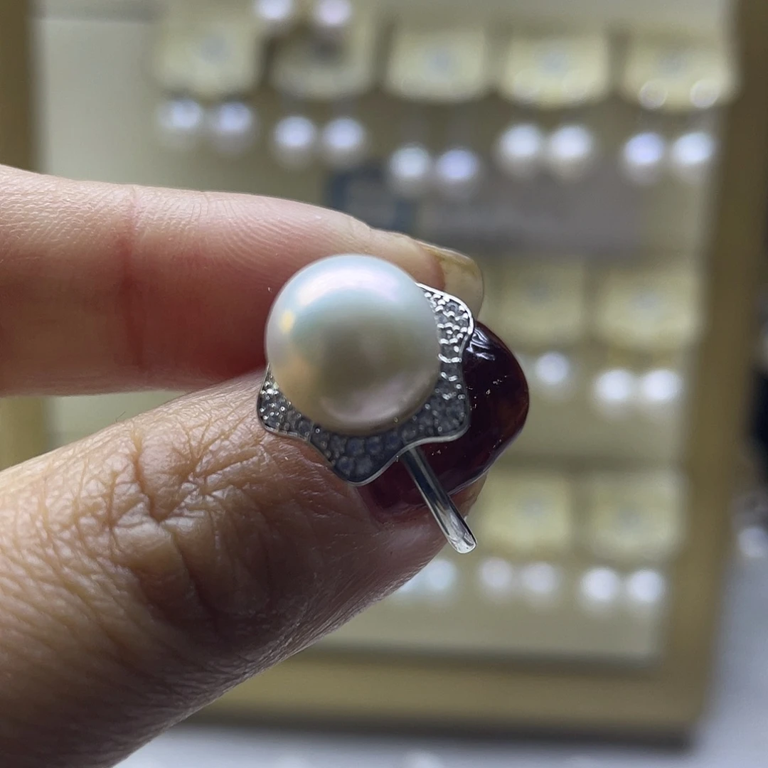 淡水珍珠戒指银S925镶嵌