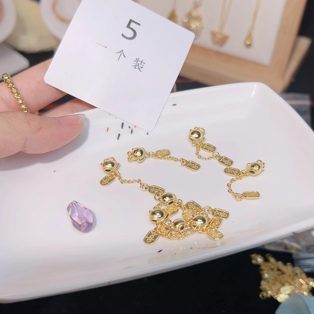 紫晶珠宝半成品银S925镀金镶嵌5