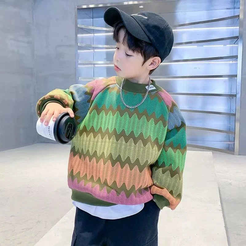 春秋季长袖卫衣新款童装韩版爆款时尚百搭宽松套头圆领Q913男童