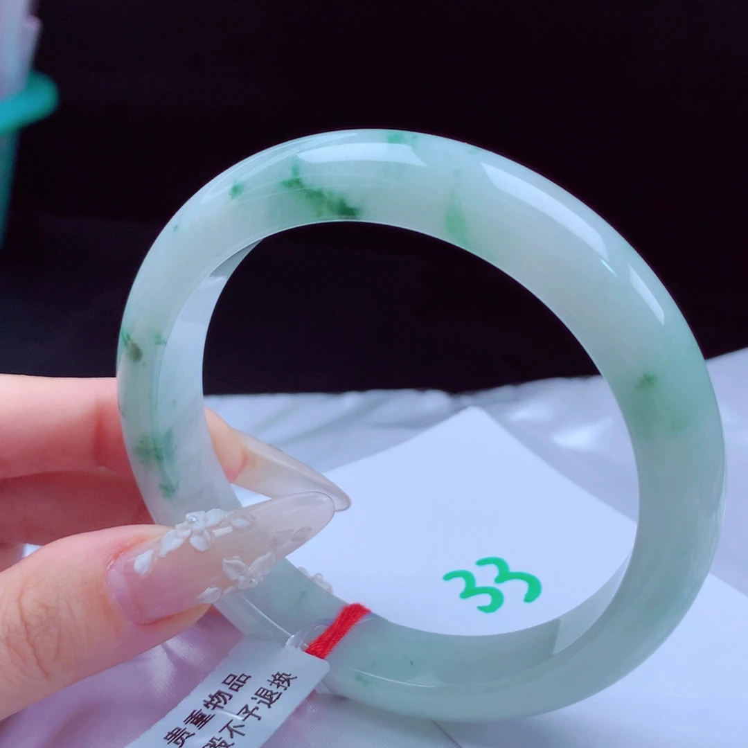 未镶嵌手镯翡翠天然缅甸翡翠A货手镯 33号62圈