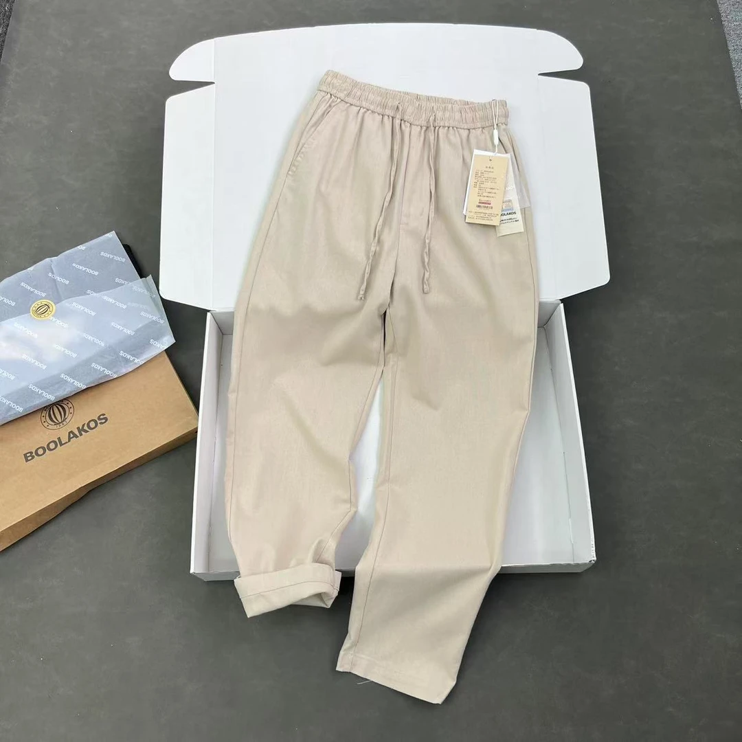 日系亚麻 版型超赞 男士春夏松紧腰亚麻休闲裤长裤