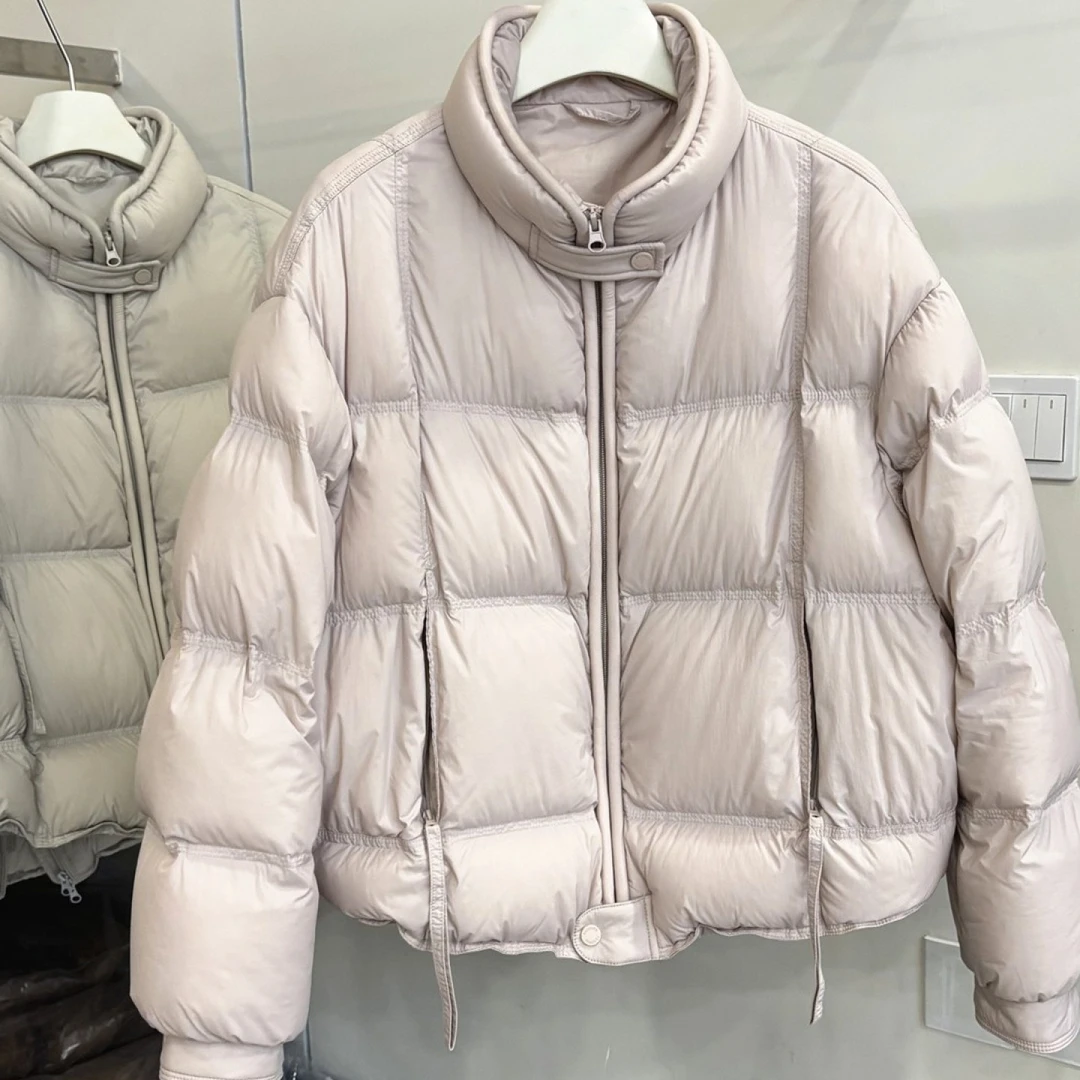 2025冬时尚百搭泡芙感短款棉服保暖外套立领保暖纯色面包服潮流女