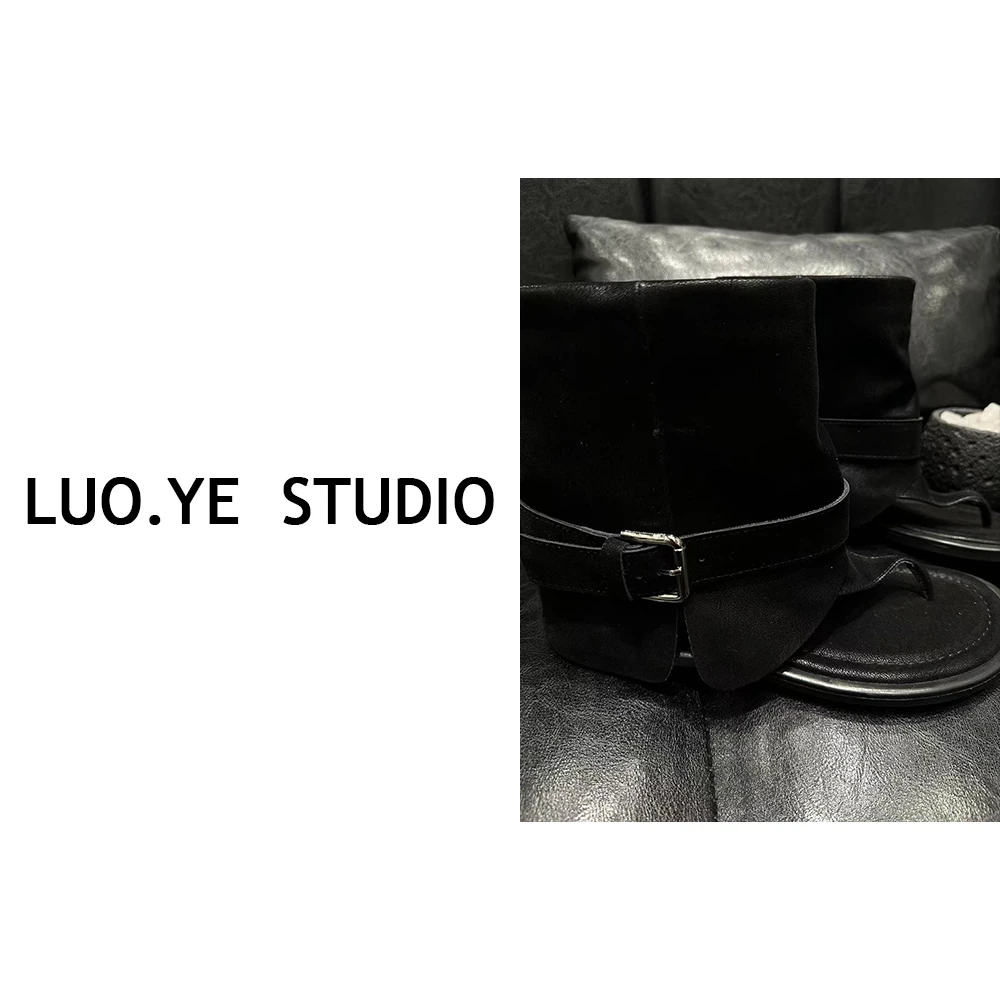 罗爷 · 【真皮凉靴】女鞋2024夏季新款时尚黑色凉靴平底夹趾罗马