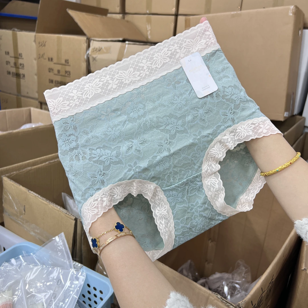 85-135斤1条装高腰蕾丝提花女士内裤镂空舒适时尚拼接底裤