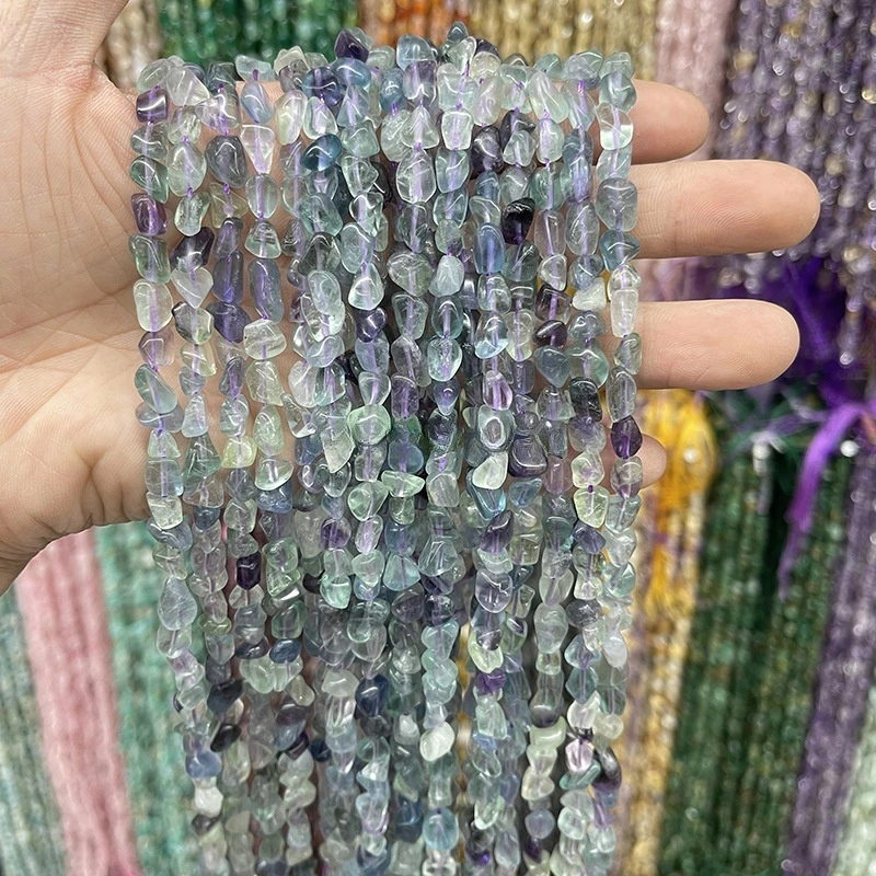 天然彩萤石随形珠散珠手串项链半成品diy饰品配件批发默认微瑕