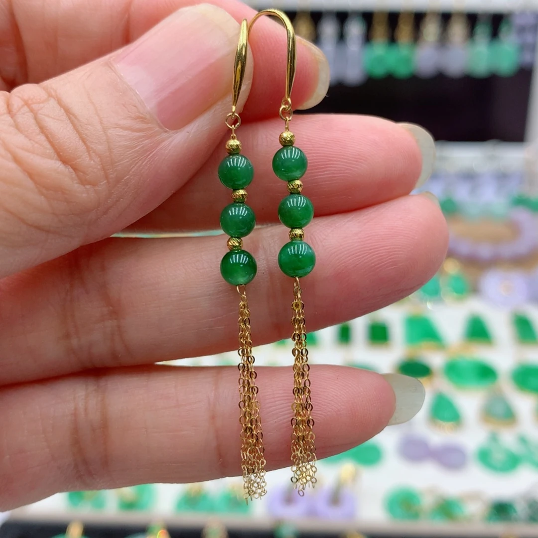 翡翠18K金镶嵌耳饰