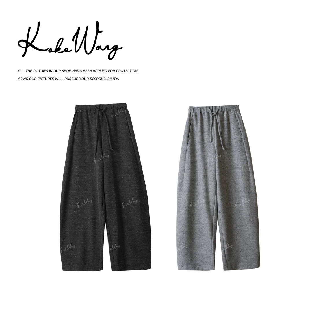 KOKO WANG 秋冬新款羊毛混纺抽绳显瘦百搭阔腿休闲裤 N5345K26K03