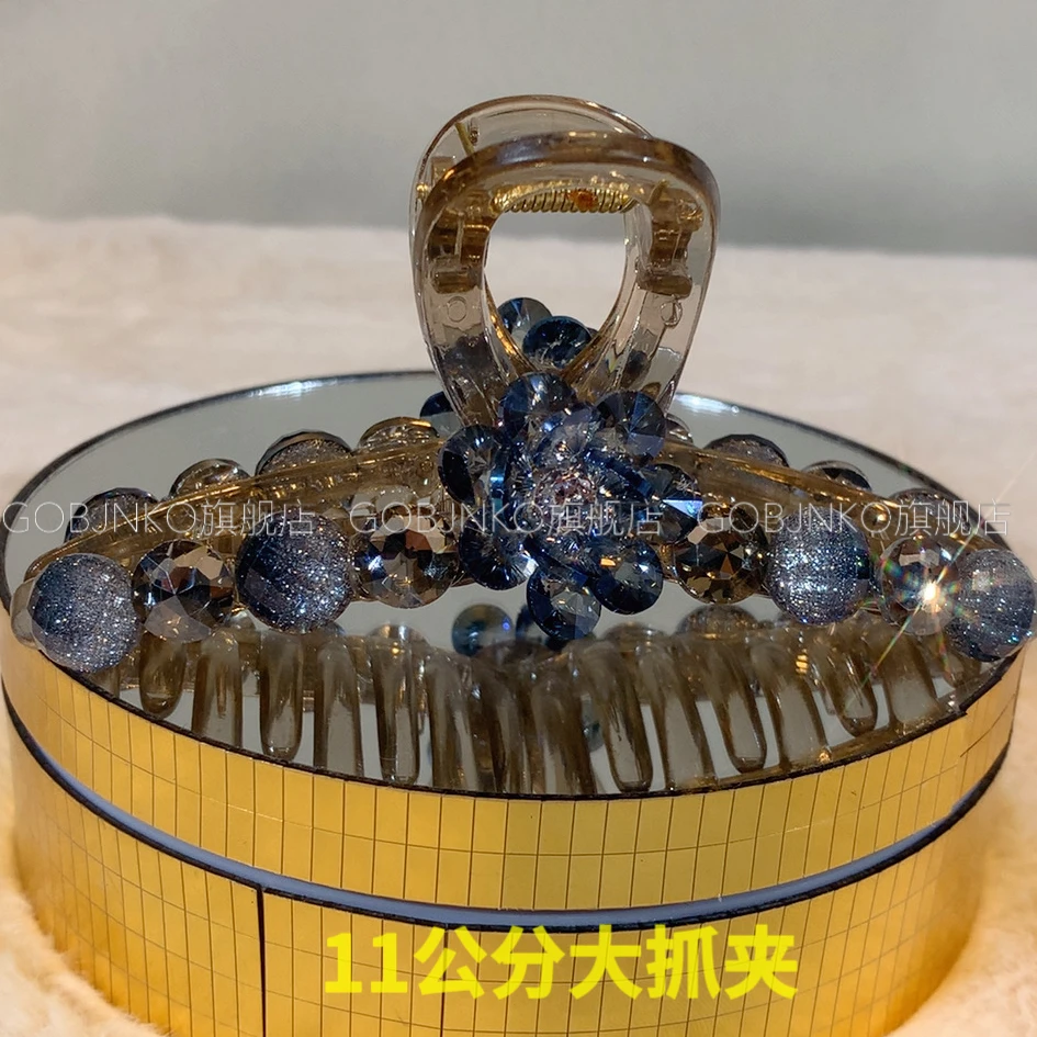 GOBJNKO气质原创设计蓝色抓夹女轻奢法式发夹发饰发卡百搭muji风