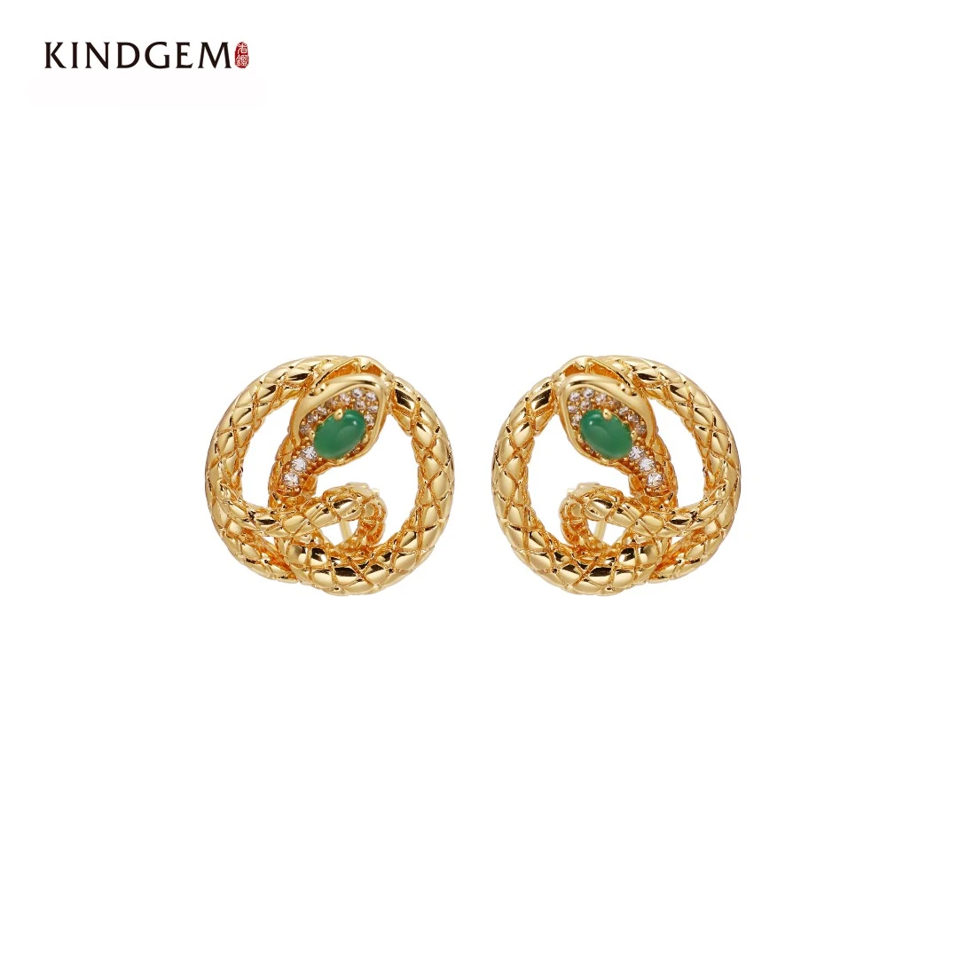 铜合金锆石耳饰 金色蛇蛇轻奢气质百搭精致耳环 AN72XAZC-07002