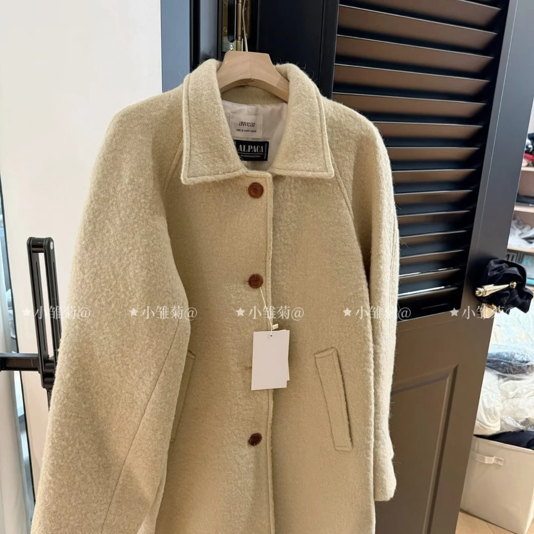 韩国正品 奶黄色大衣 联系店铺客服购买