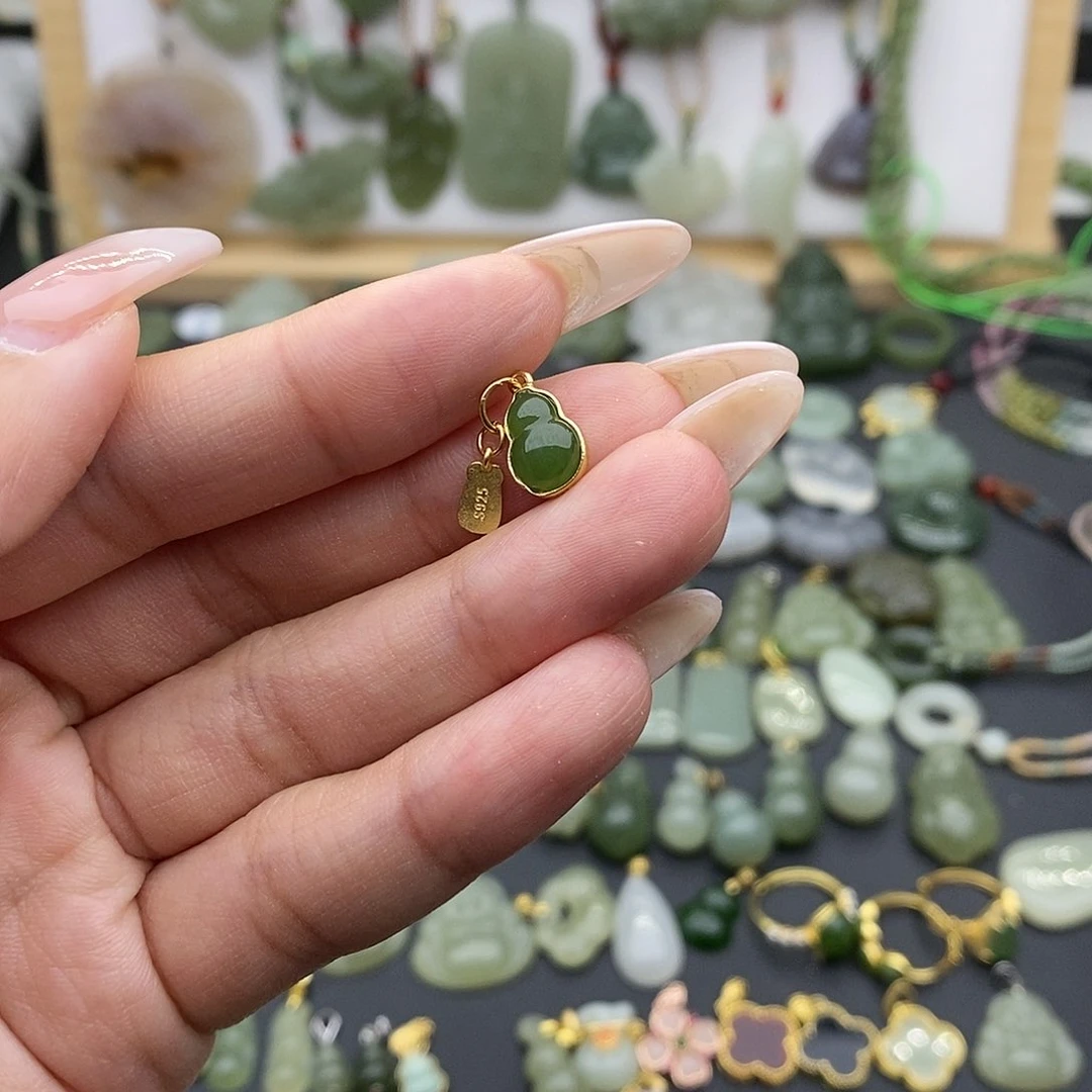 和田玉吊坠(不含链)银S925镶嵌