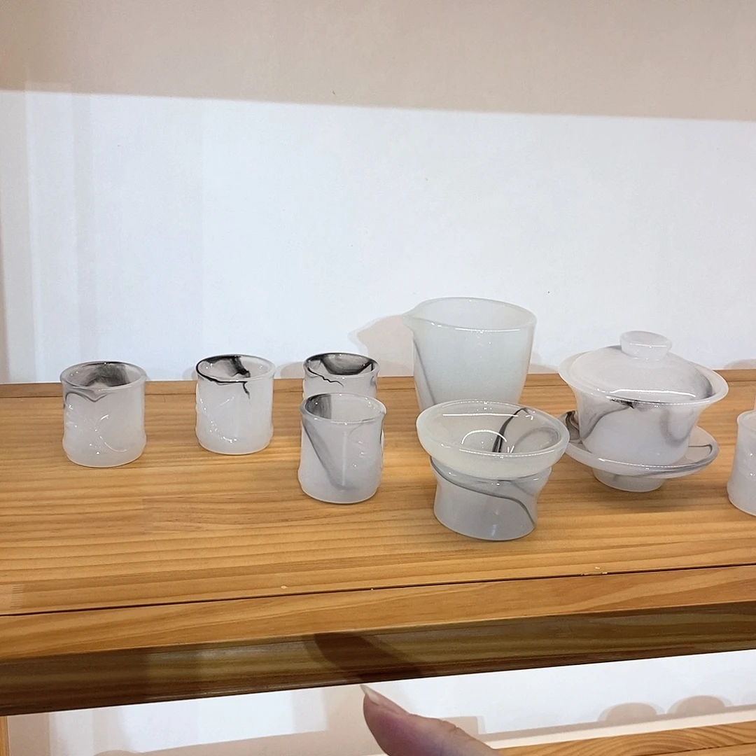 手工艺品琉璃水墨竹节套装 不带礼盒 去掉2客杯