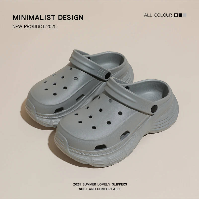 洞洞鞋女士夏季户外防滑耐磨舒适百搭厚底2025新款包头eva凉拖鞋