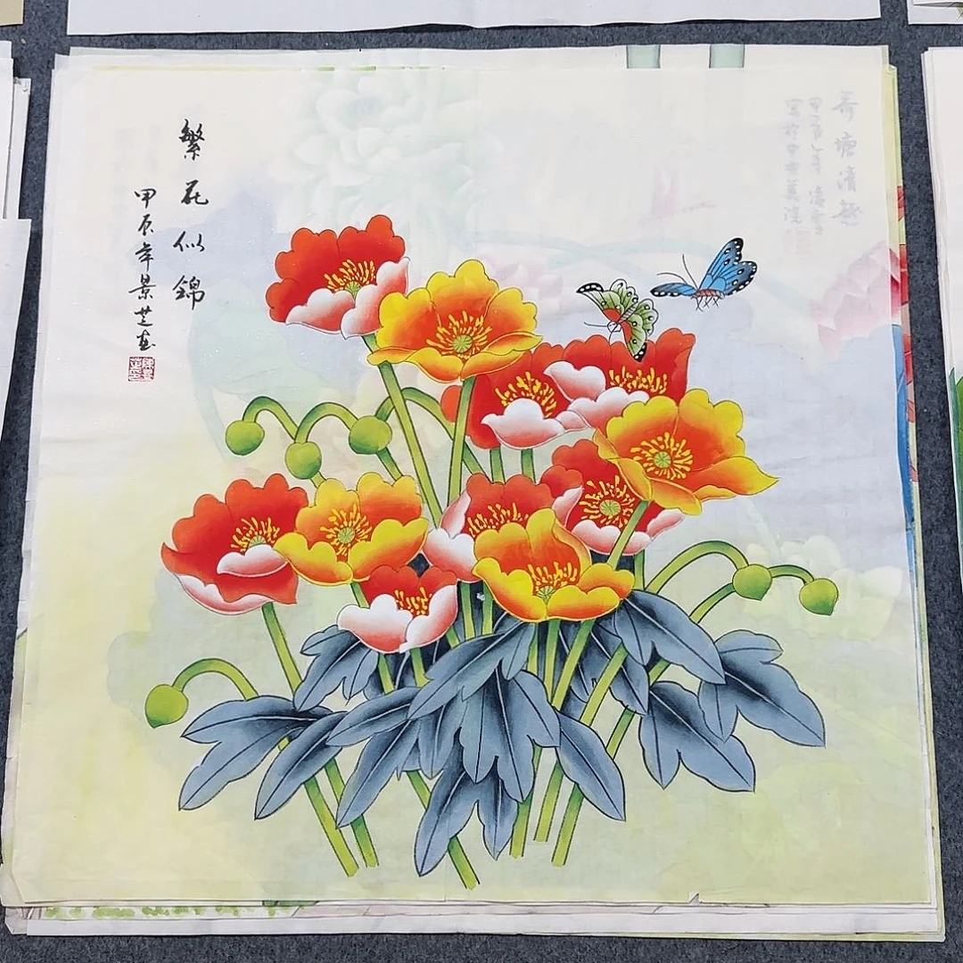 国画尺寸70X70手绘作品
