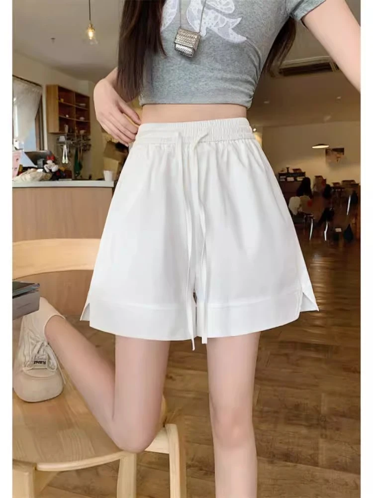 短裤薄款muji风透气裤子山本风山本裤孕期夏季阔腿裤白色高腰女款